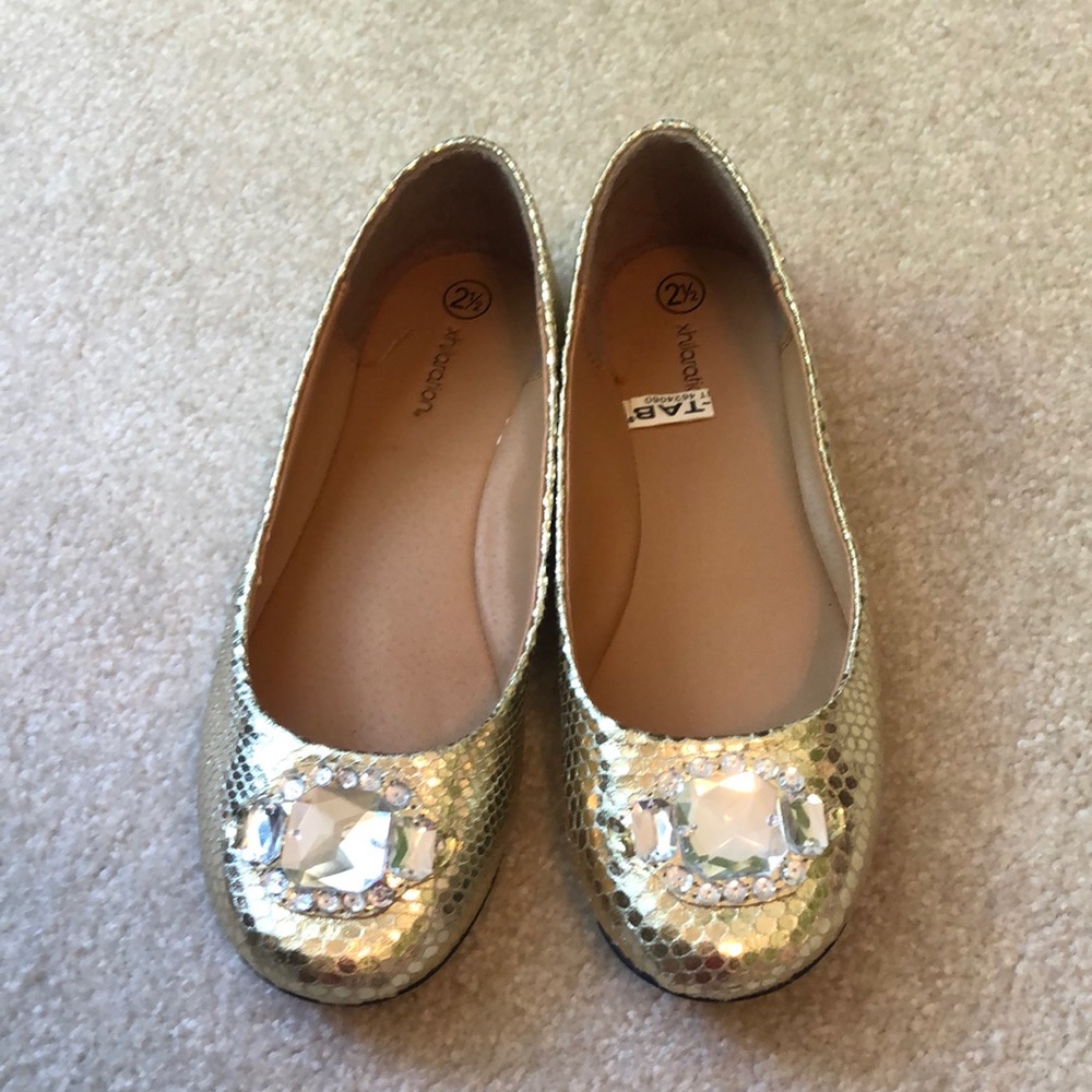 Girls gold flats